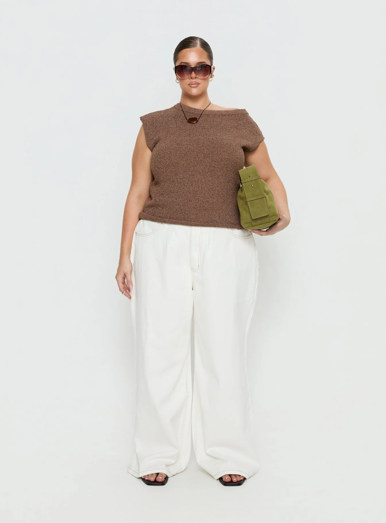 Ashfield Off Shoulder Top Brown Curve