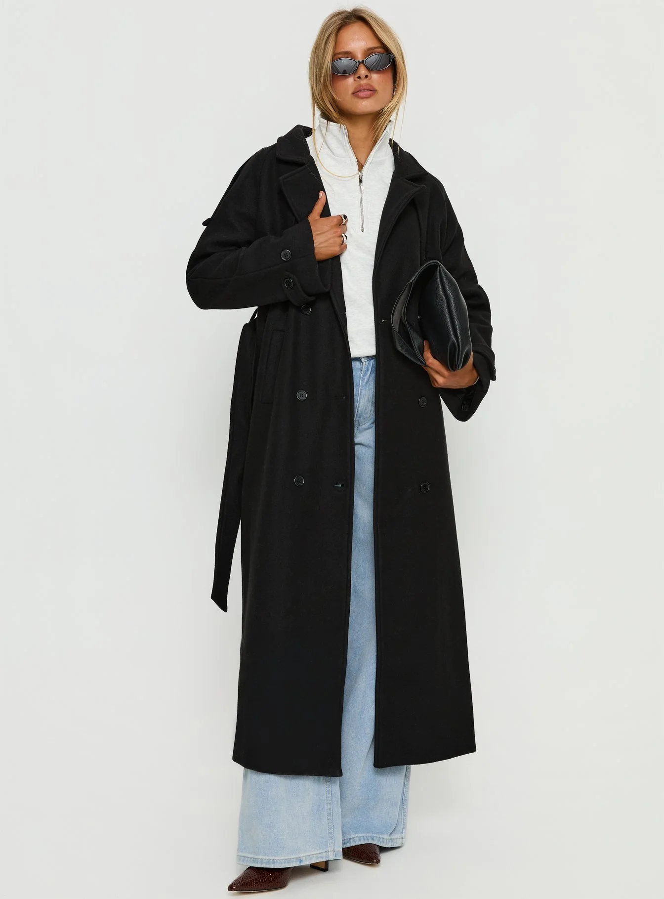 Rylanne Longline Trench Coat Black