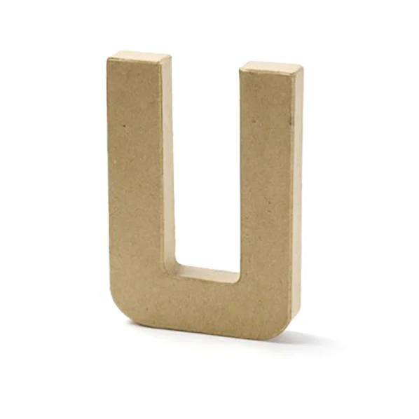 Paper Mache Letter, U - 8 inch