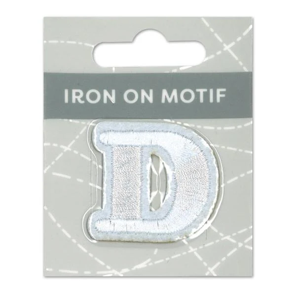 Sullivans Iron On Motif, White D- 35mm