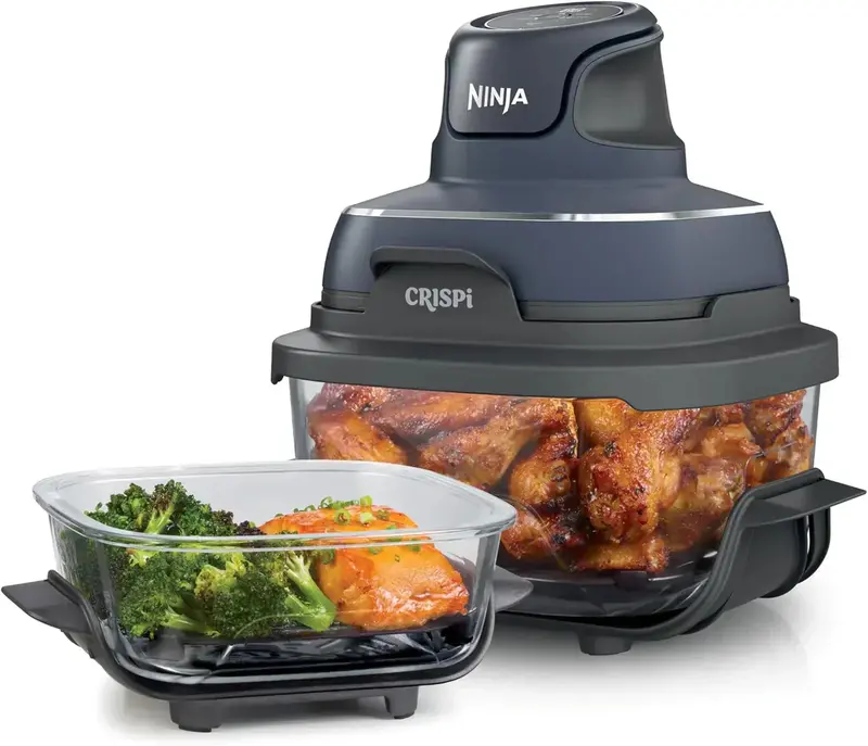 Ninja Crispi 4 w 1 Szklana frytkownica powietrzna – 4 QT System gotowania TempWare z wielofunkcyjnymi możliwościami