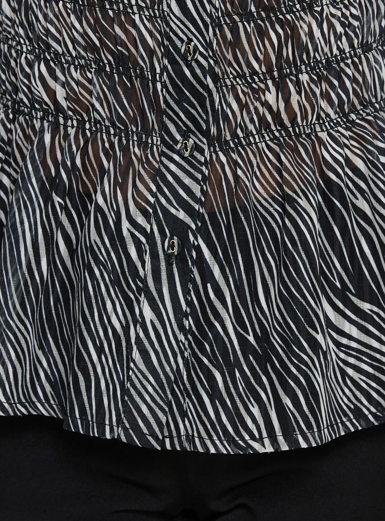 Bexlee Collared Chiffon Ruched Top Animal
