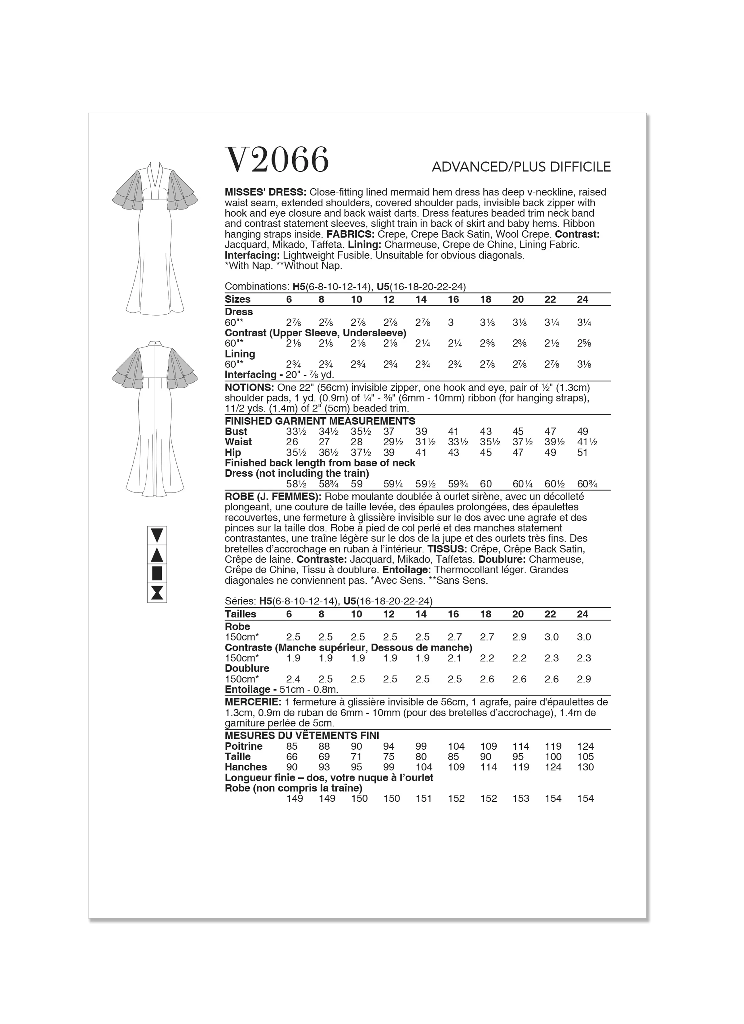 Vogue Pattern V2066 Misses' Dress