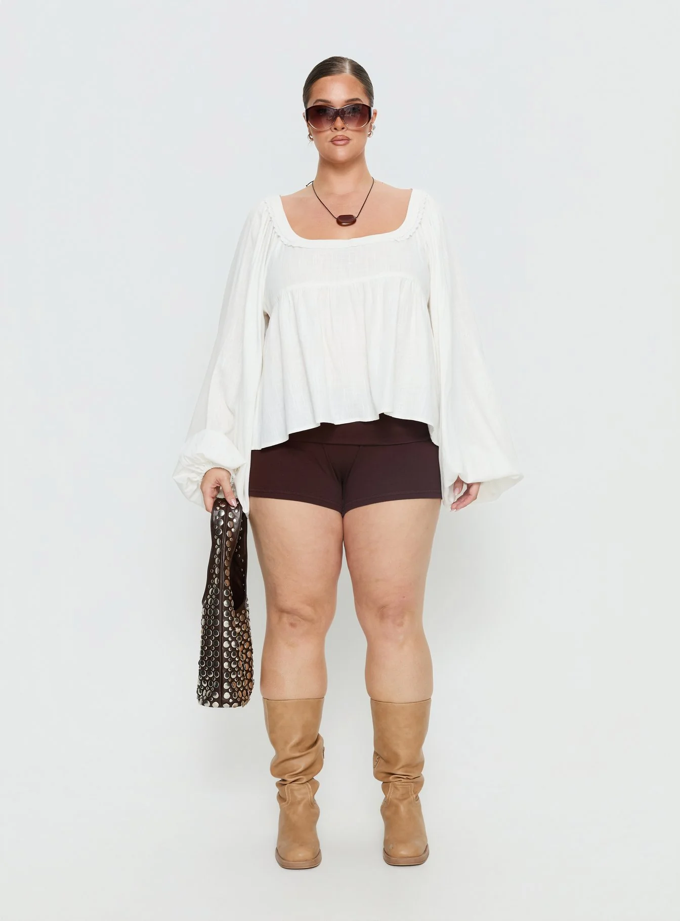 Benjie Long Sleeve Top White Curve