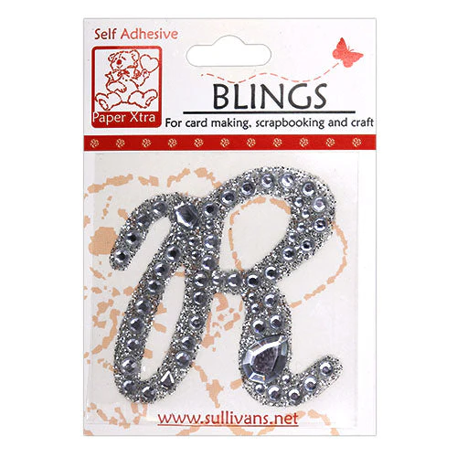 Stick On Bling Letter, Cursive R- 55mm