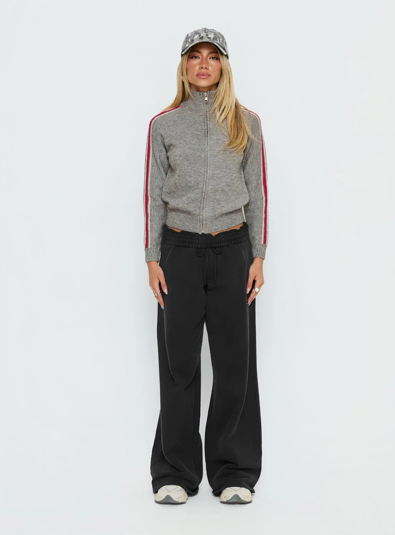 Caysey Zip Through Knit Sweater Grey