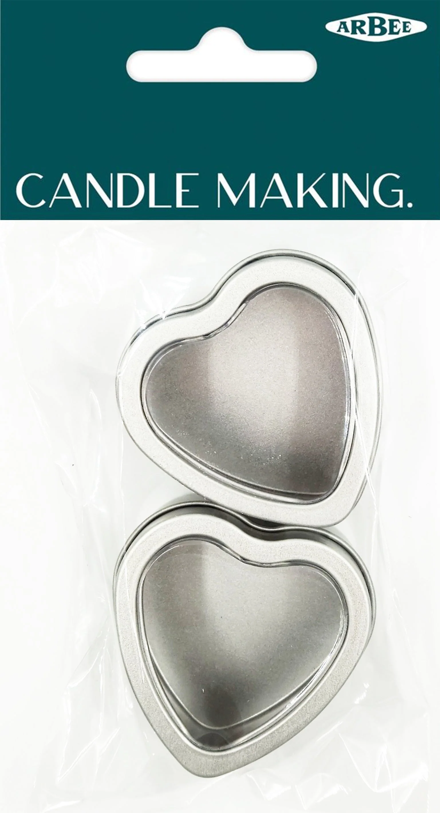 Arbee Candle Tin Heart Clear Lid, Silver
