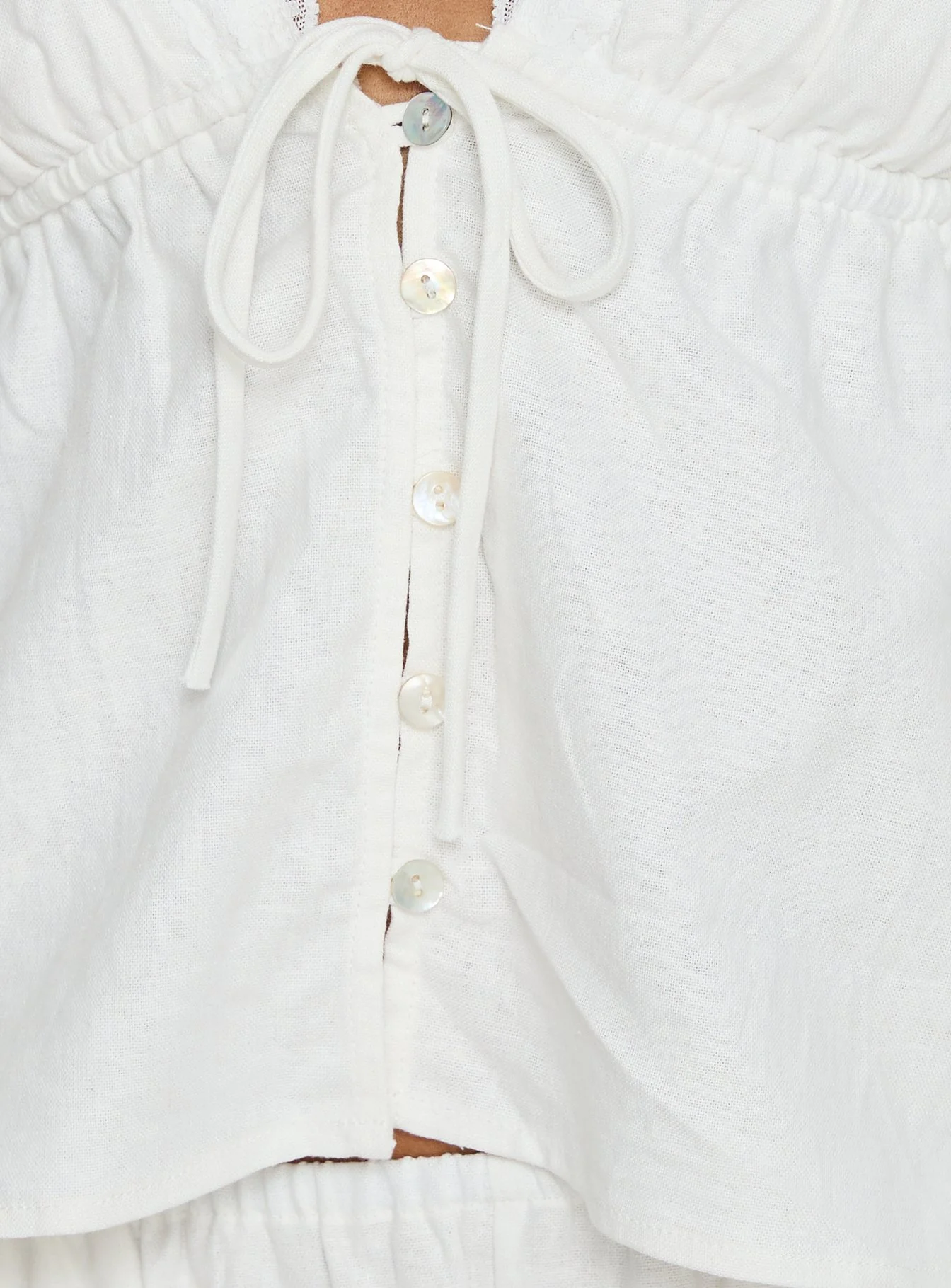 Cloud Crush Linen Halter Top White