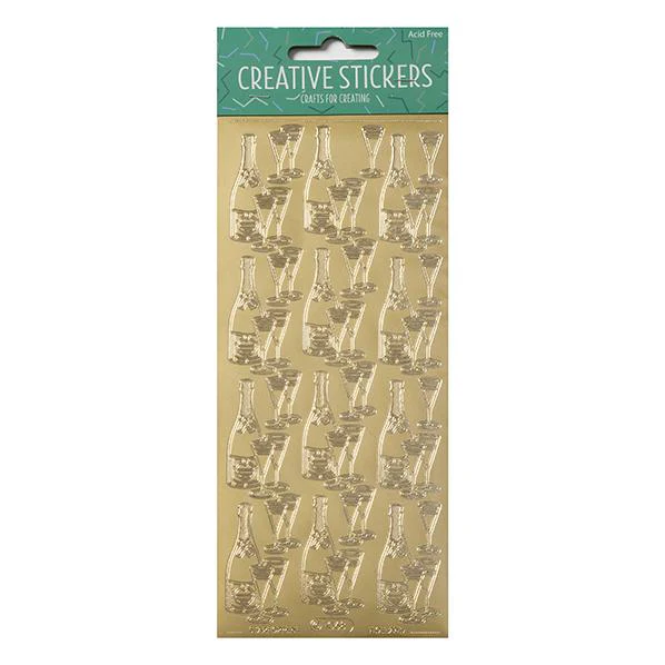 Arbee Stickers, Champagne Glasses Gold