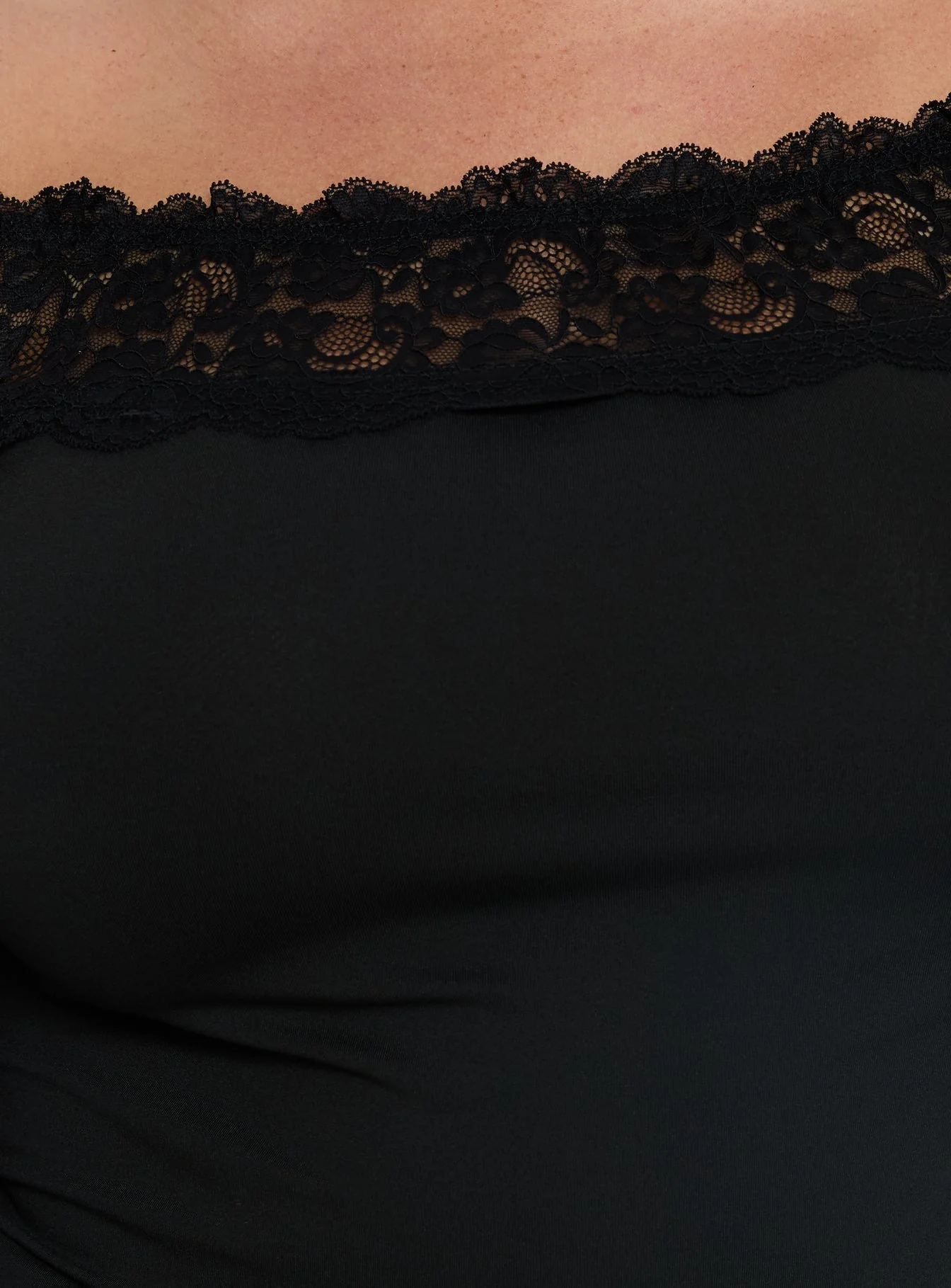 Breiann Lace Off Shoulder Long Sleeve Top Black Curve