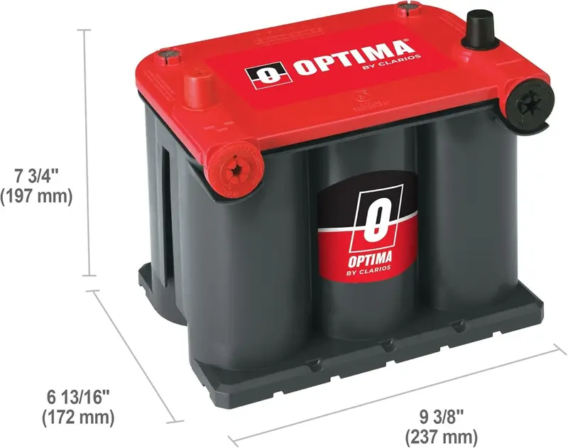 Akumulator RedTop OPTIMA AGM – 12-woltowy akumulator rozruchowy do samochodów z prądem rozruchowym na zimno (CCA) 720 V i dwoma opcjami podłączenia