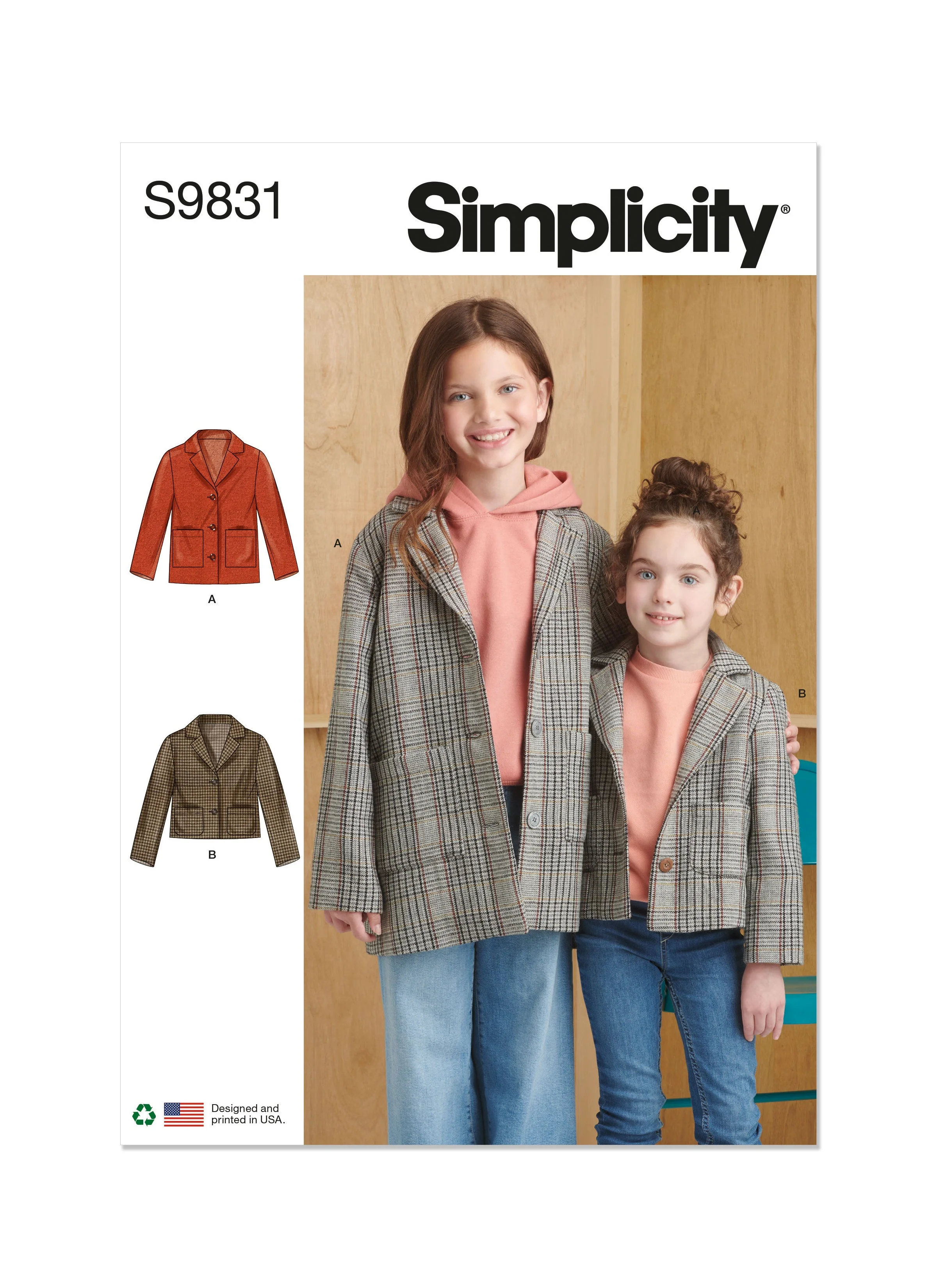 Simplicity Pattern 9831 Child Girl Jacket Coat