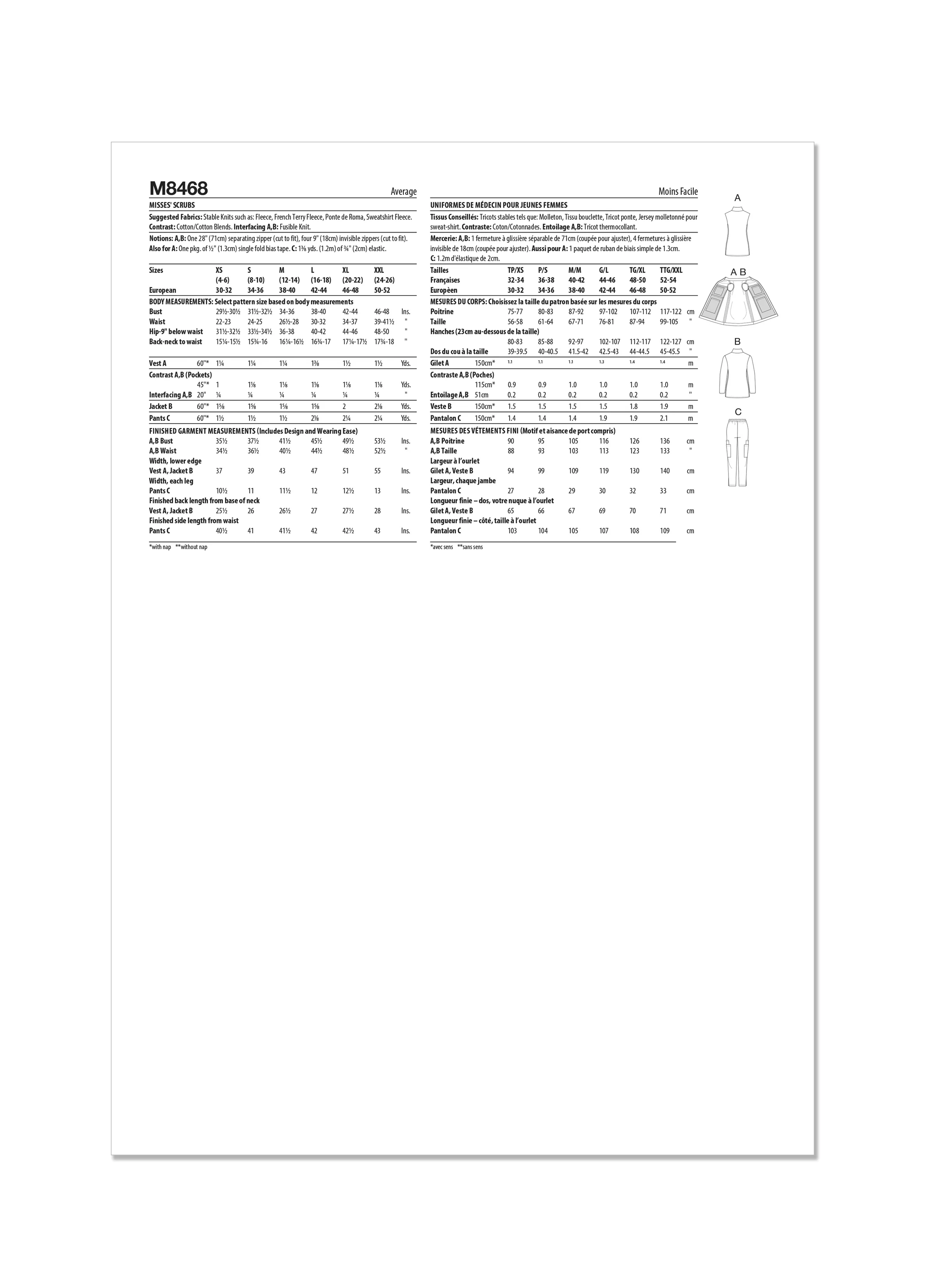 McCall's Pattern M8468 Misses' Scrub