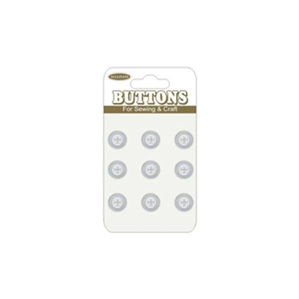 Sullivans Plastic Button, Frosted- 9 mm