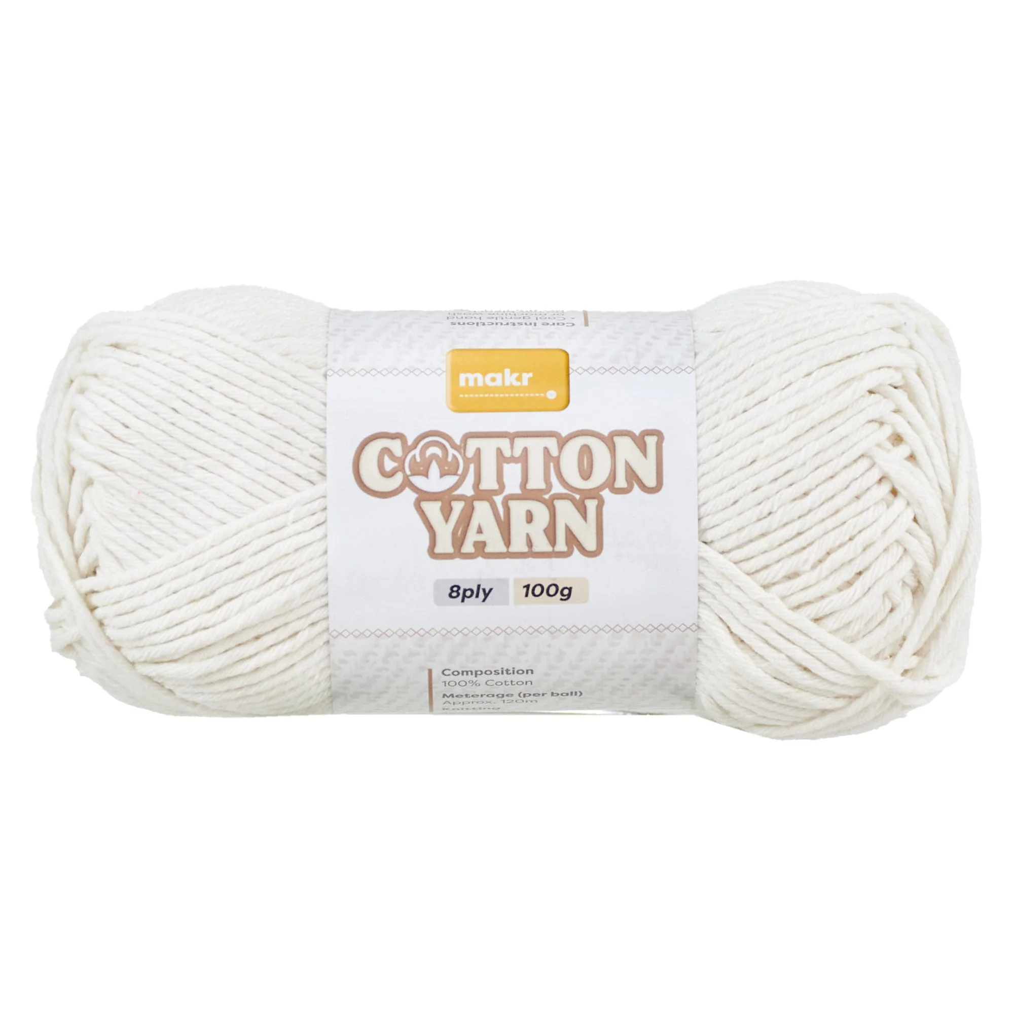 Makr Cotton Crochet & Knitting Yarn 8Ply, 100g Cotton Yarn