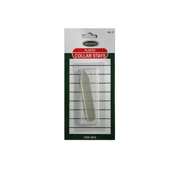 Sullivans Collar Stays, Clear Plastic- 70 mm x 12 mm