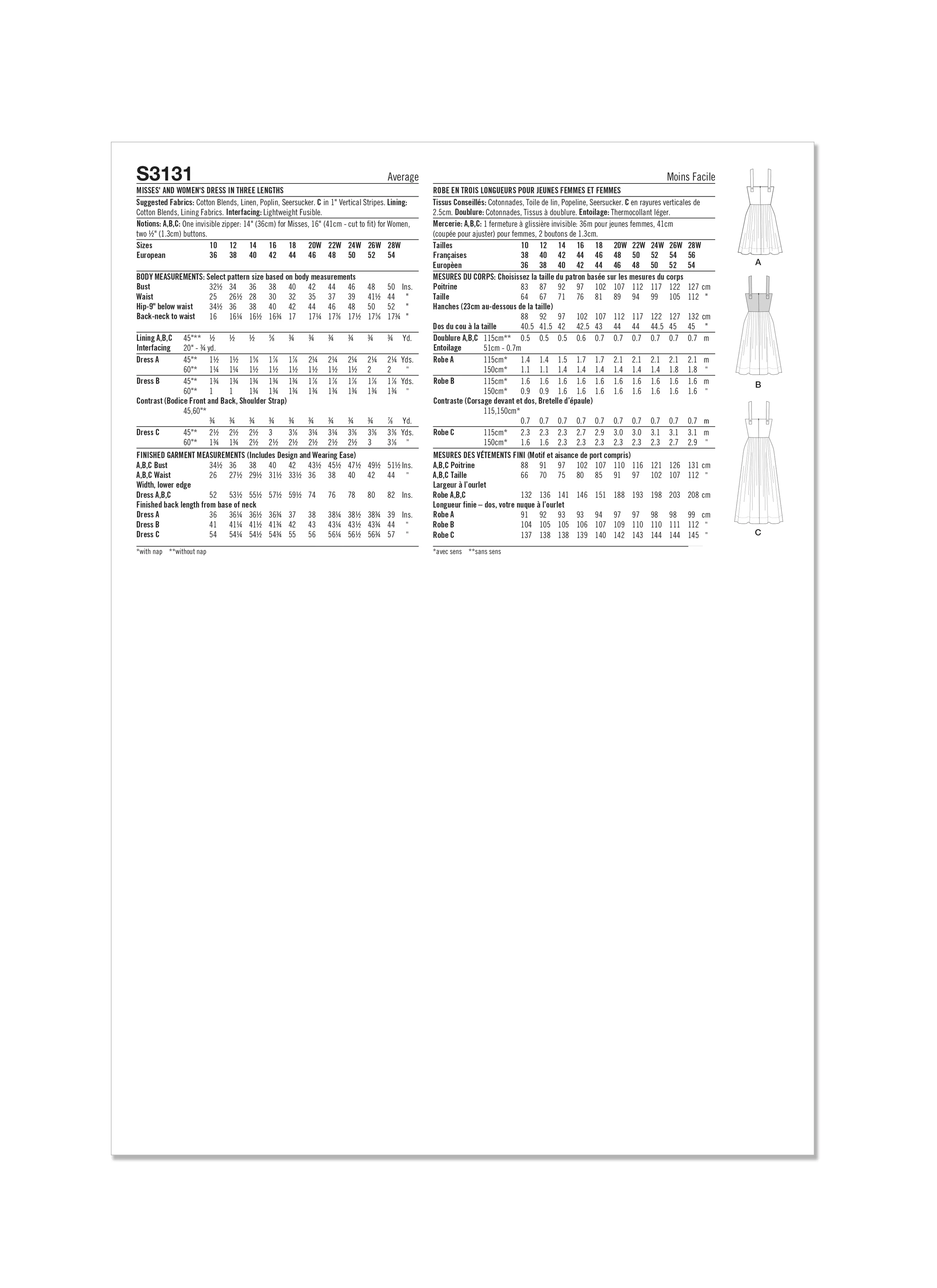 Simplicity Pattern S3131 Misses' and Women's Dress in Three Lengths