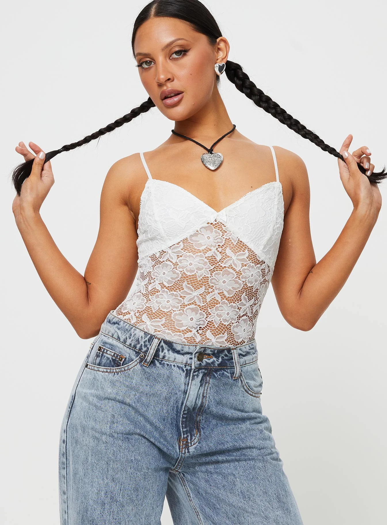 Pennard Lace Bodysuit White