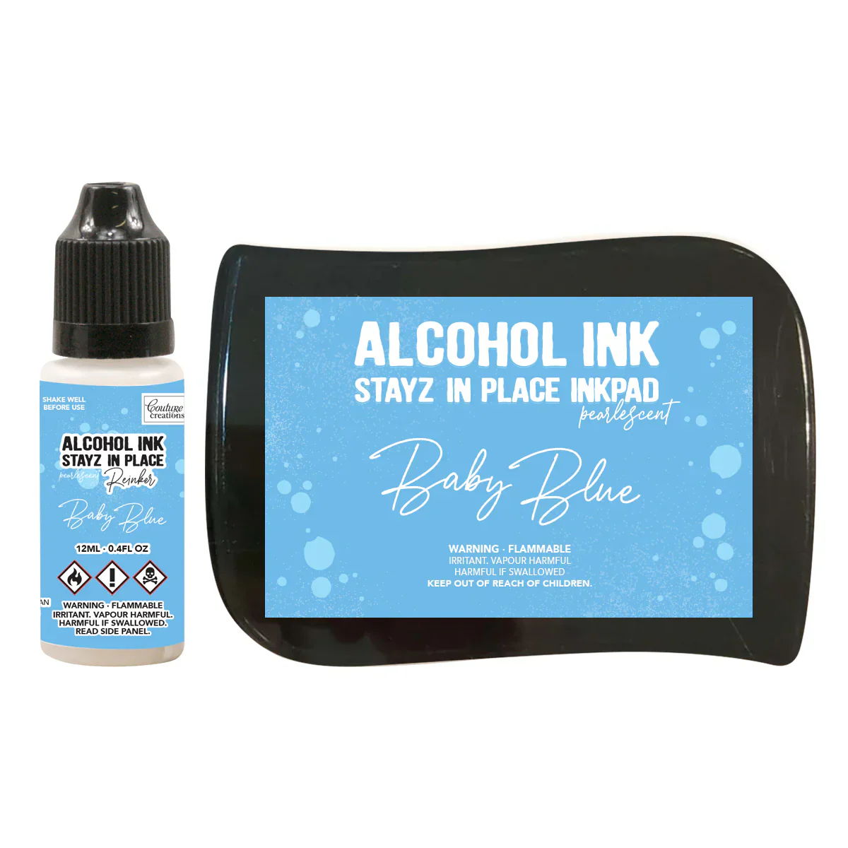 Stayz in Place Alcohol Ink Pad Reinker, Baby Blue Pearlescent- 12ml