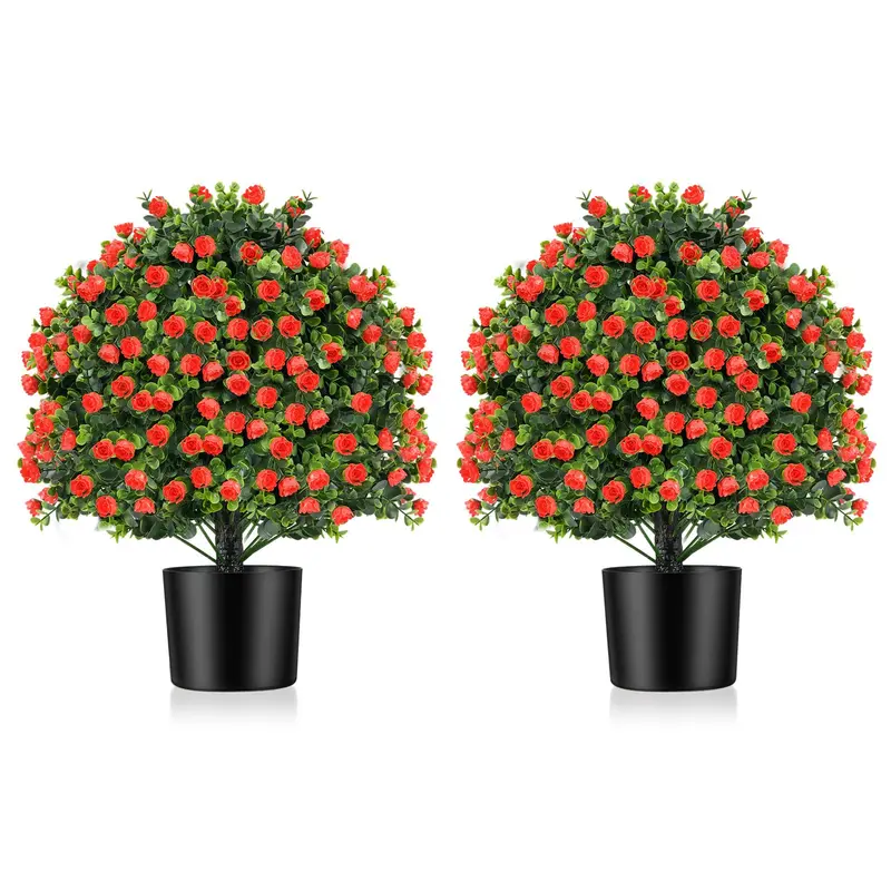 Sztuczna kula różana o wysokości 54 cm w kształcie topiary – realistyczna jedwabna dekoracja kwiatowa do każdego pomieszczenia
