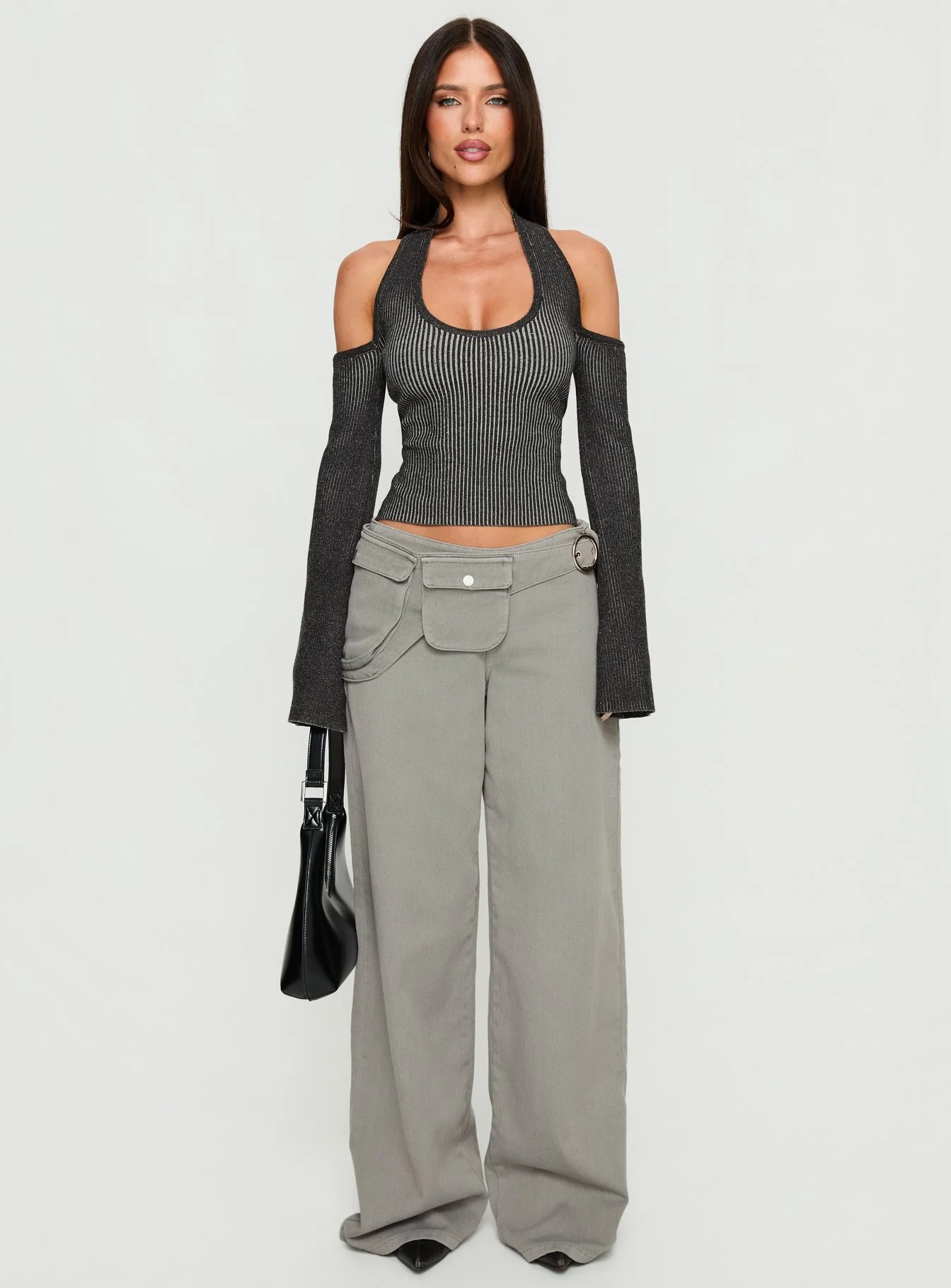Novelia Halter Long Sleeve Top Black