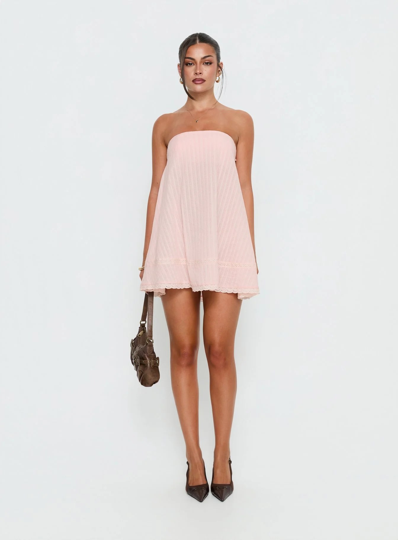 Gypsea Strapless Swing Mini Dress Light Pink