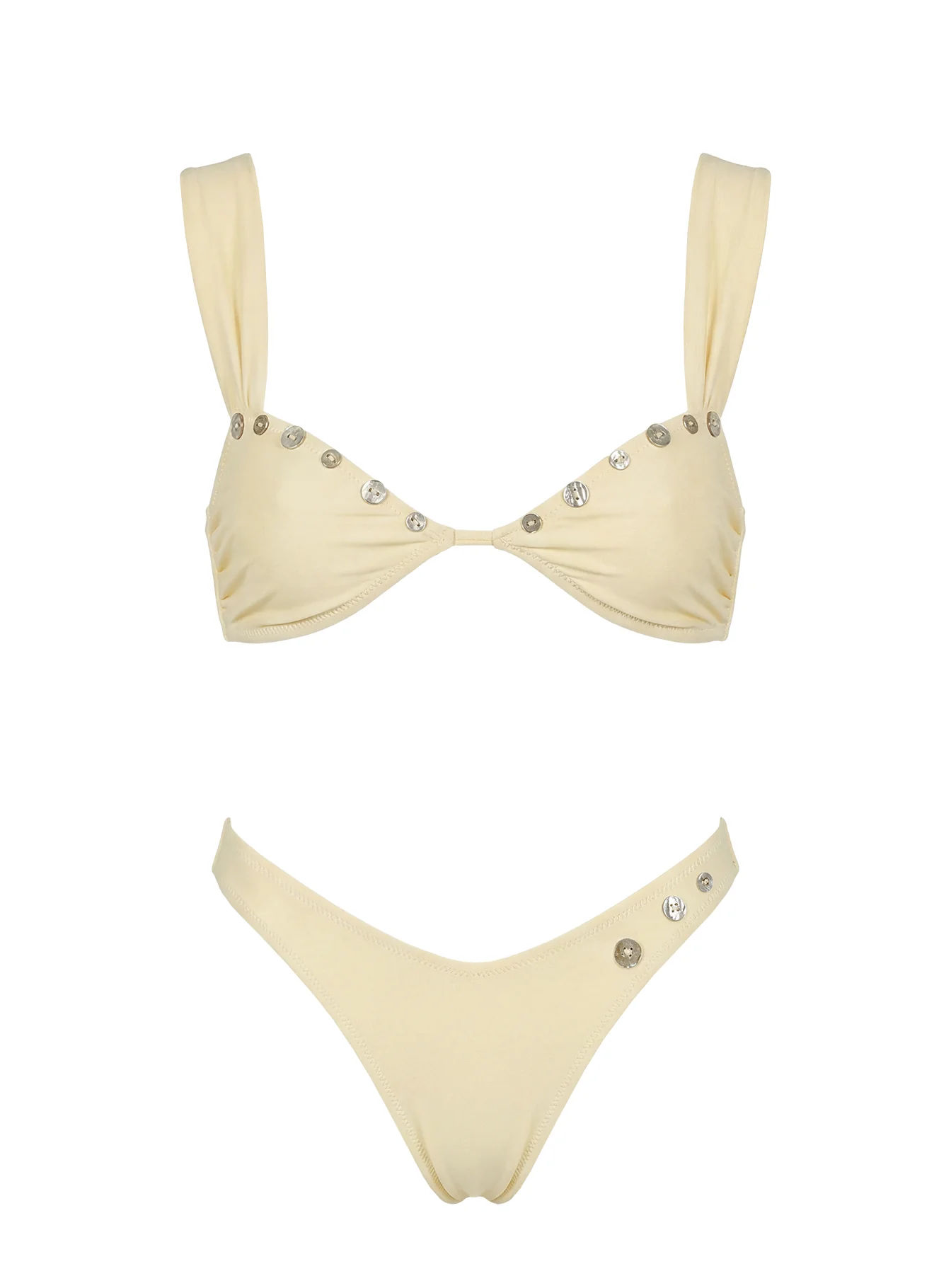 Endless Weekend Shell Detail Bikini Bottoms Cream