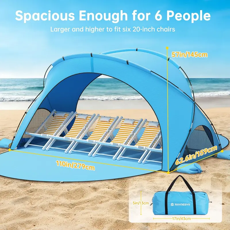 Namiot plażowy z osłoną przeciwsłoneczną – ochrona UV UPF 50+, przenośny cień na plażę i podczas surfowania