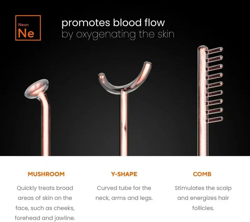 NuDerma Skin Therapy Wand – przenośne urządzenie z 6 elementami plazmy neonowo-argonowej do odmładzania twarzy