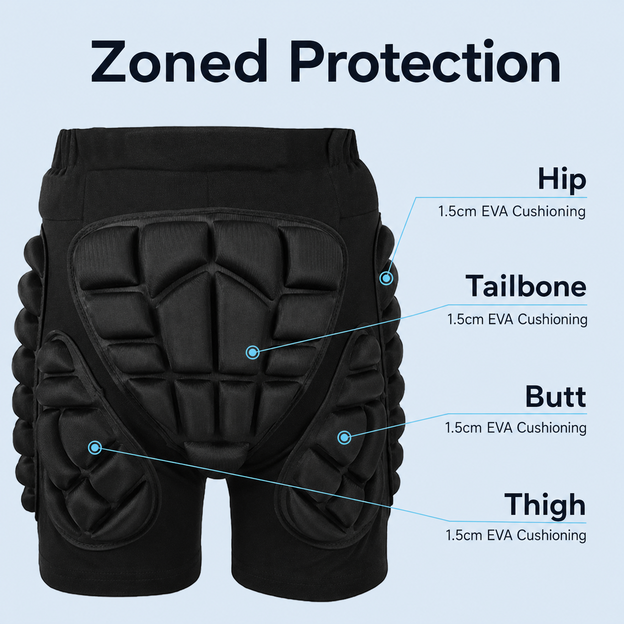Ski Snowboard Padded Protective Shorts EVA Hip Butt Tailbone Guard