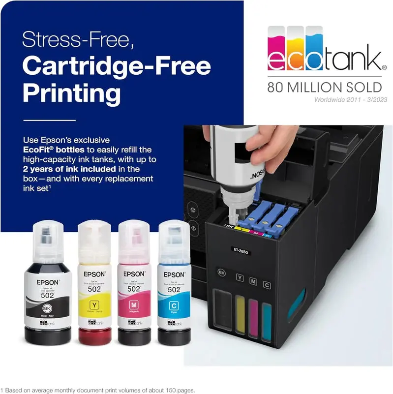 Epson EcoTank ET-4800 bezprzewodowa drukarka wielofunkcyjna – skaner, kopiarka, faks, automatyczny podajnik dokumentów, Ethernet, biała