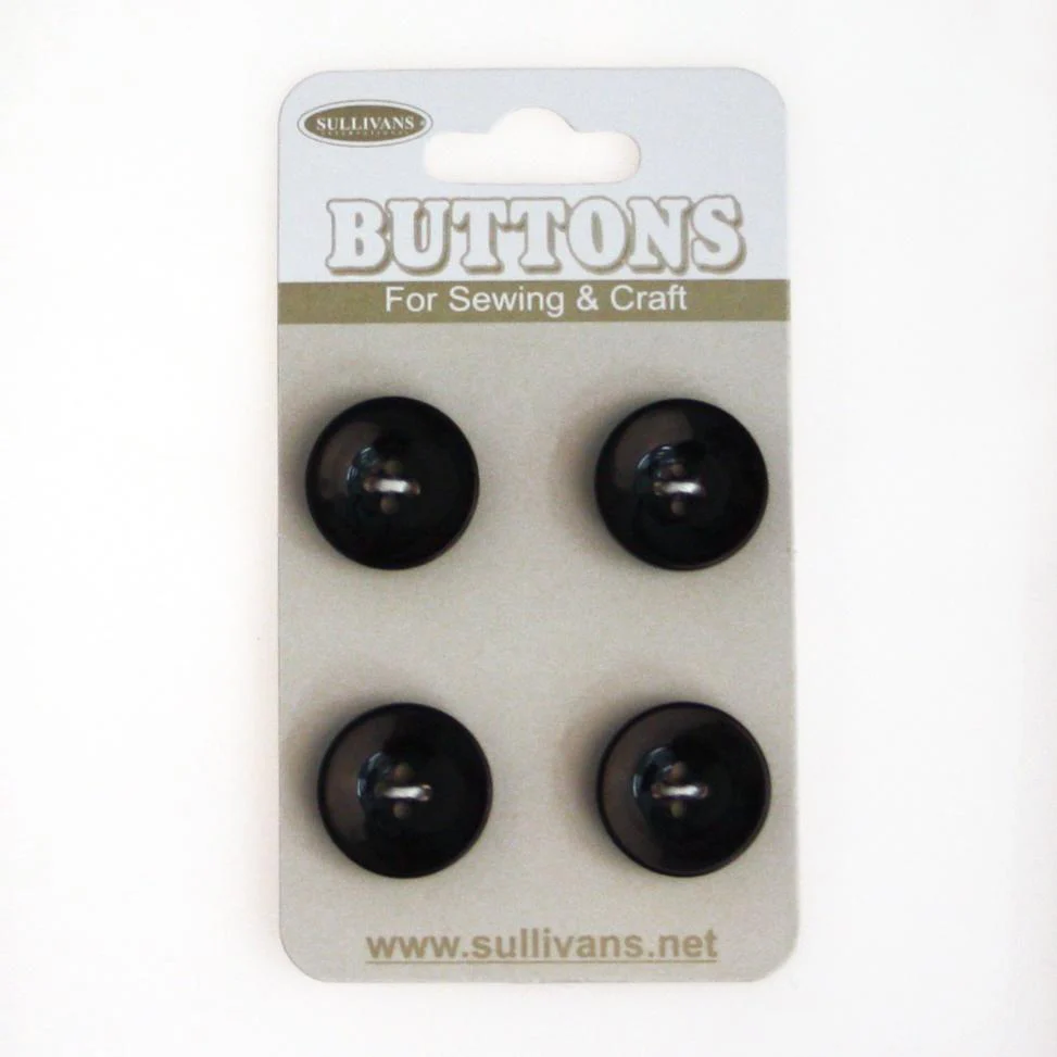 Sullivans Concave Button 4pc, Black- 15mm