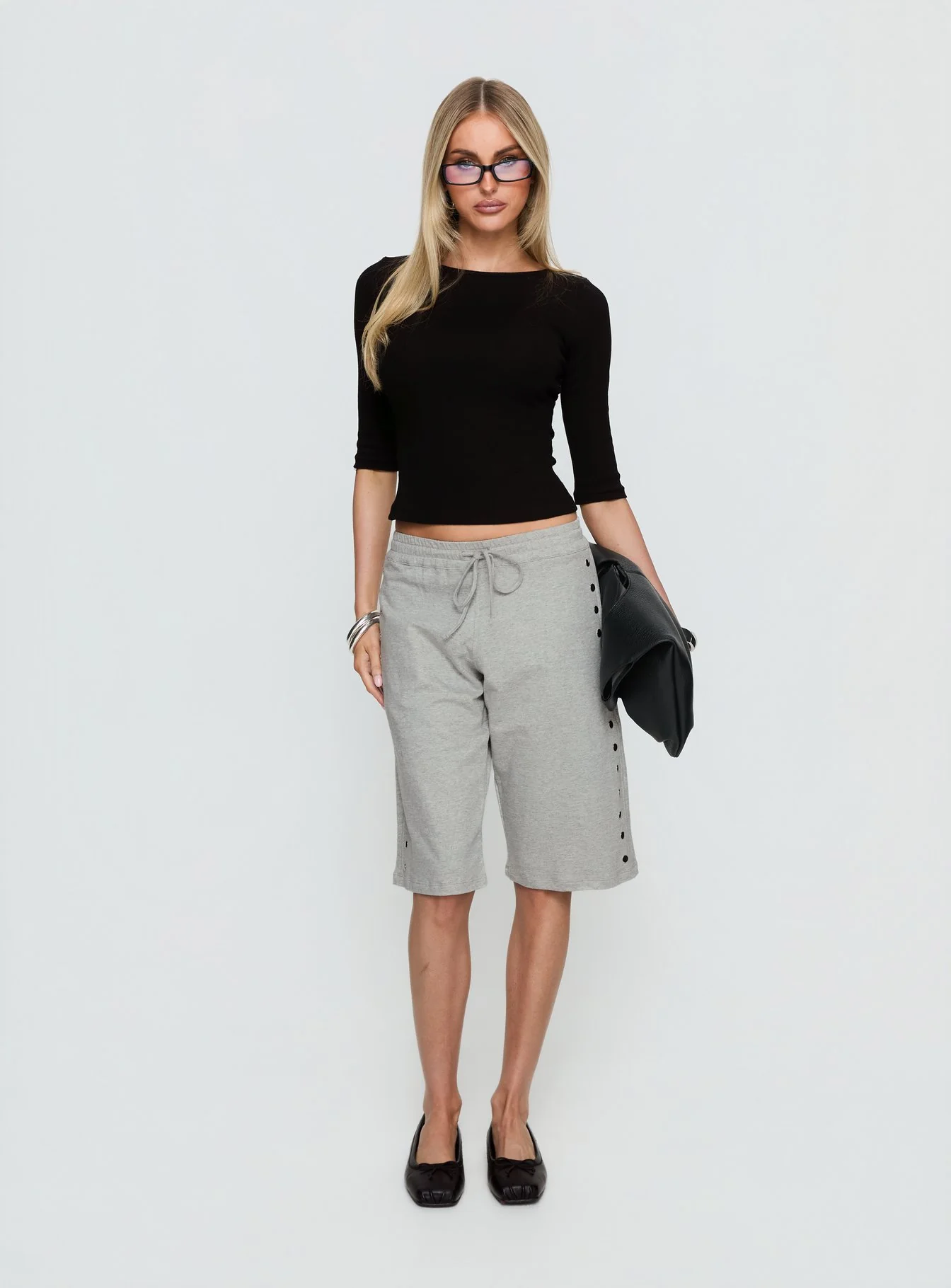 Kether Longline Basketball Studs Short Grey Marle