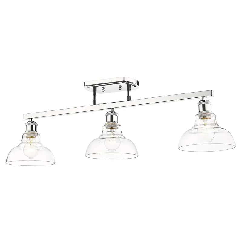 Lampa sufitowa Carver 3-punktowa z półwpuszczanym montażem – matowa czarna rama, klosze z przezroczystego szkła