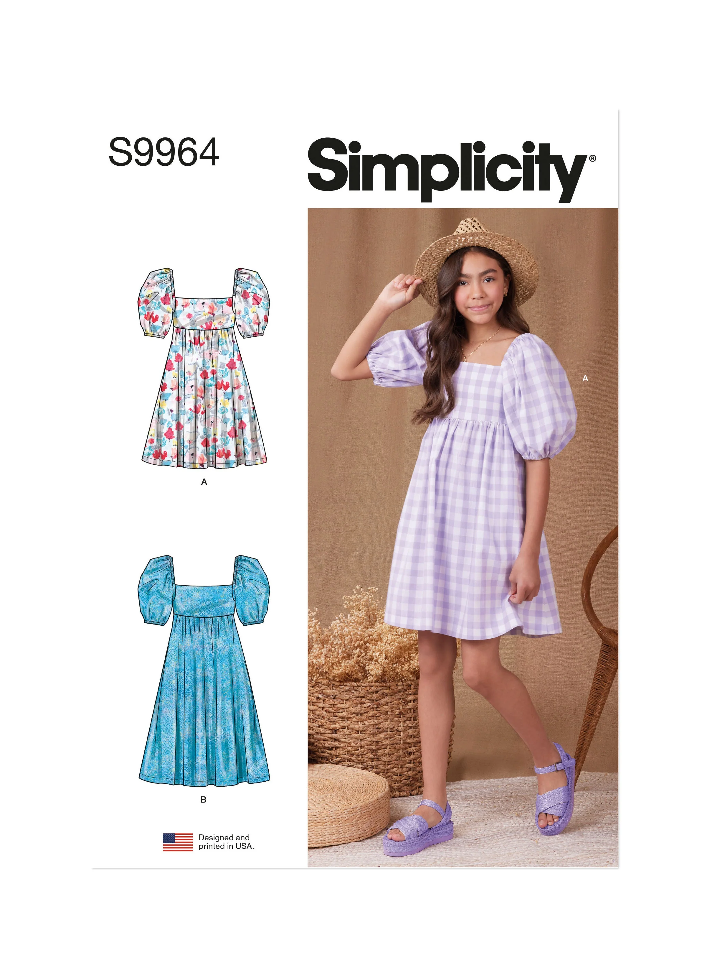 Simplicity Pattern 9964 Girls' Dress With Back Bodice and Length Variations