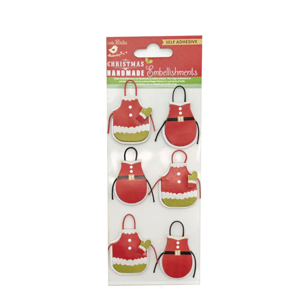 Christmas Glitter Embellishments, Apron- 6pk
