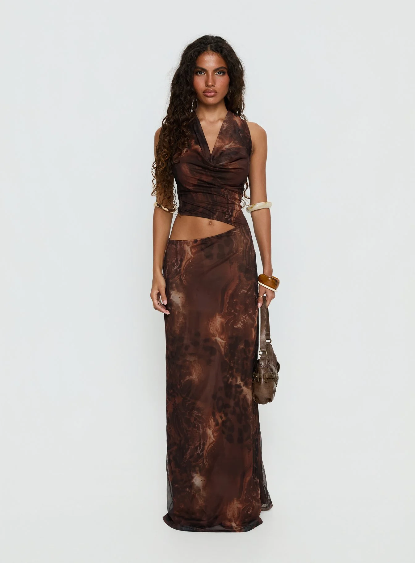 Livara Cowl Cut Out Maxi Dress Multi