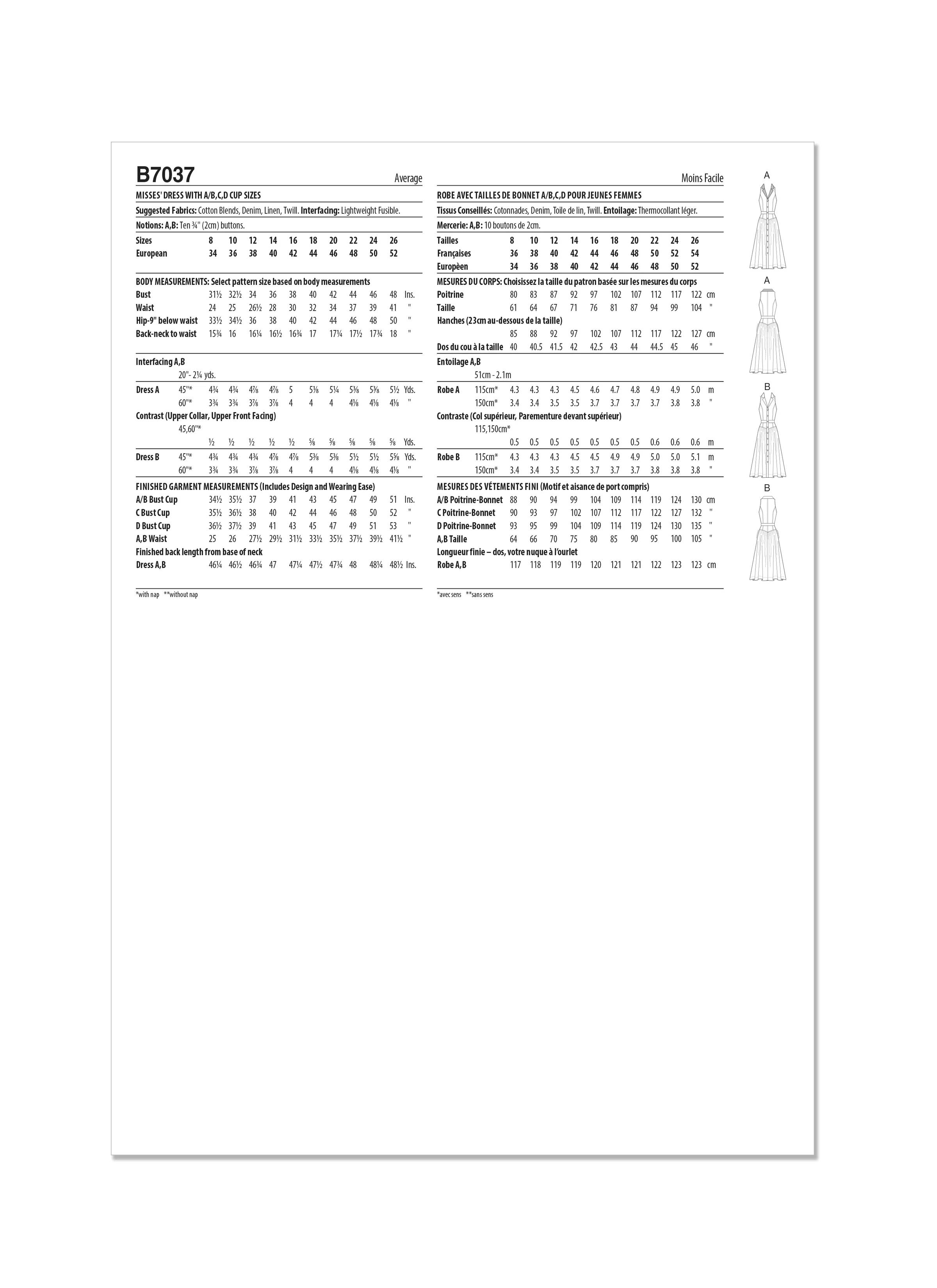 Butterick Pattern B7037 Misses' Dress