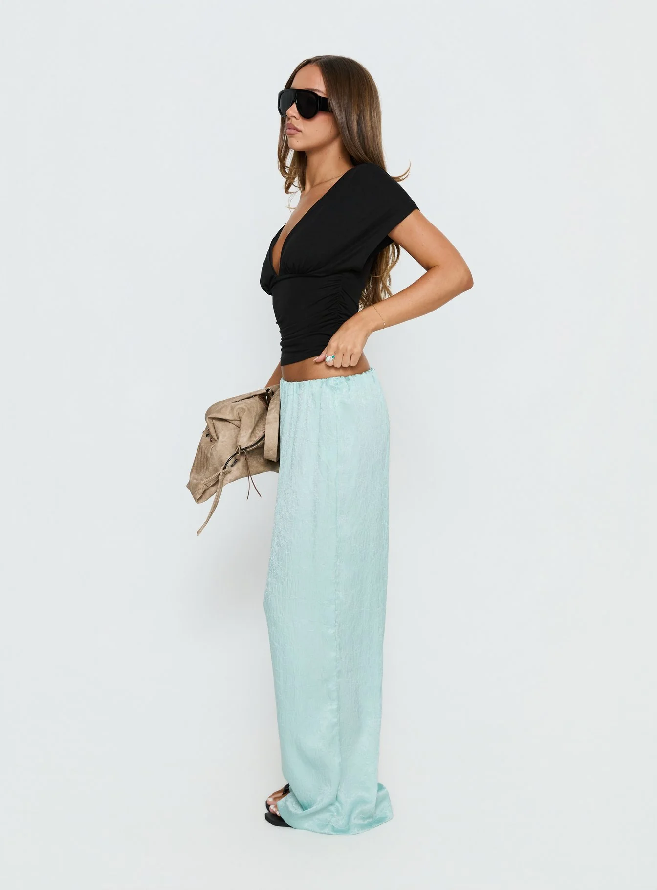 Salona Satin Straight Leg Pants Jelly Mint