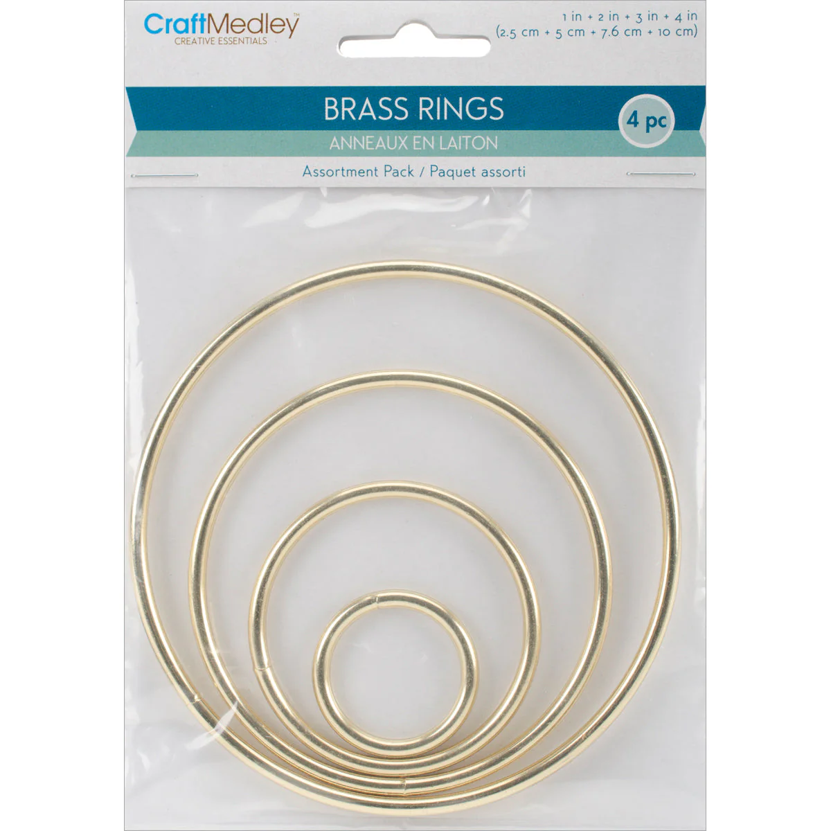 Craft Medley Brass Rings, Gold