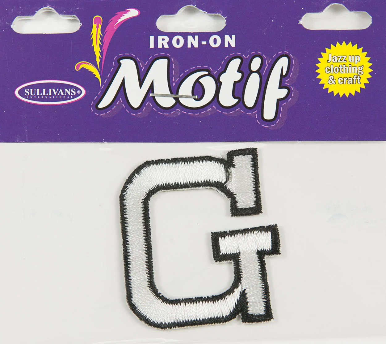 Iron On Motif Letter G, White - 45mm - Sullivans