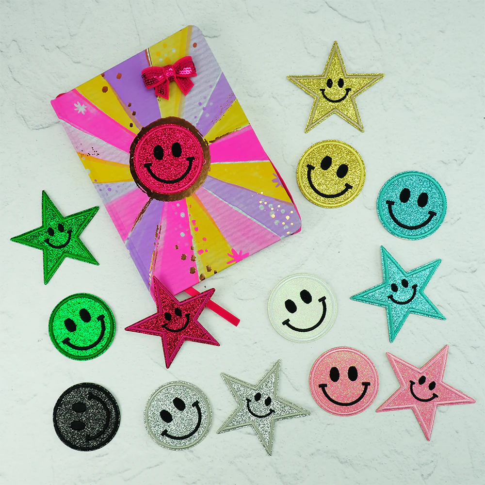 Arbee Crafty Patch, Smiley Face Glitter Black- 60mm 1pc