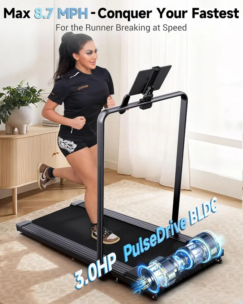 PulseDrive Walking Pad — przenośna bieżnia pod biurko, 14 km/h, do chodzenia lub lekkiego truchtu