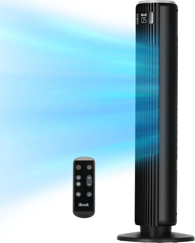 Wentylator bezłopatkowy LEVOIT 91 cm (36 cali) – wyjątkowo cichy, tryb uśpienia 28 dB, wentylator ze sterowaniem zdalnym, oscylacja 90° i 12-godzinny timer