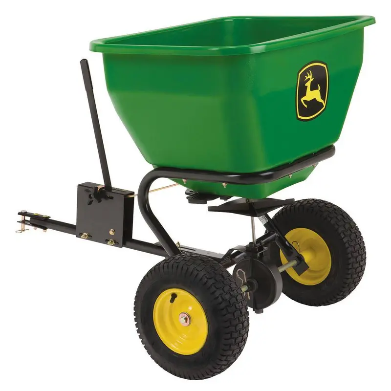 Rozsiewacz John Deere 79 kg (175 funtów) ciągniony – zbiornik ze stali nierdzewnej z polipropylenu, uniwersalna kompatybilność