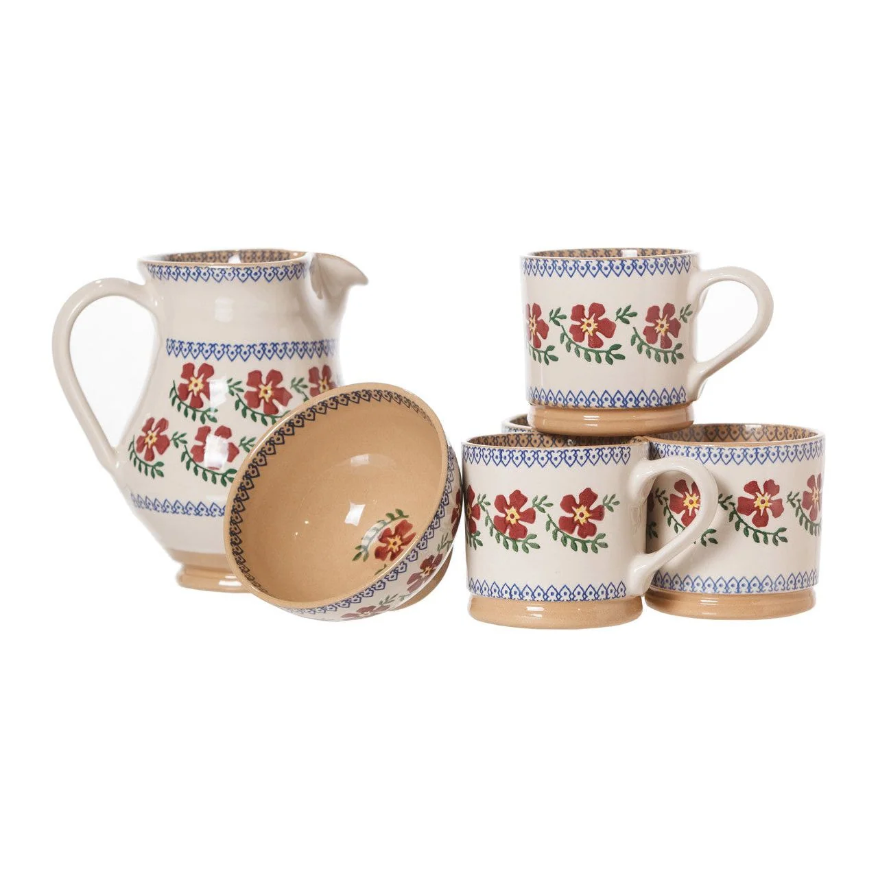 4 Large Mugs, Medium Jug & Small Bowl