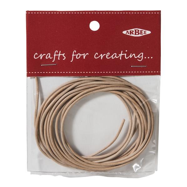 Arbee Leather Thonging, 1.5mm Round Natural- 2m