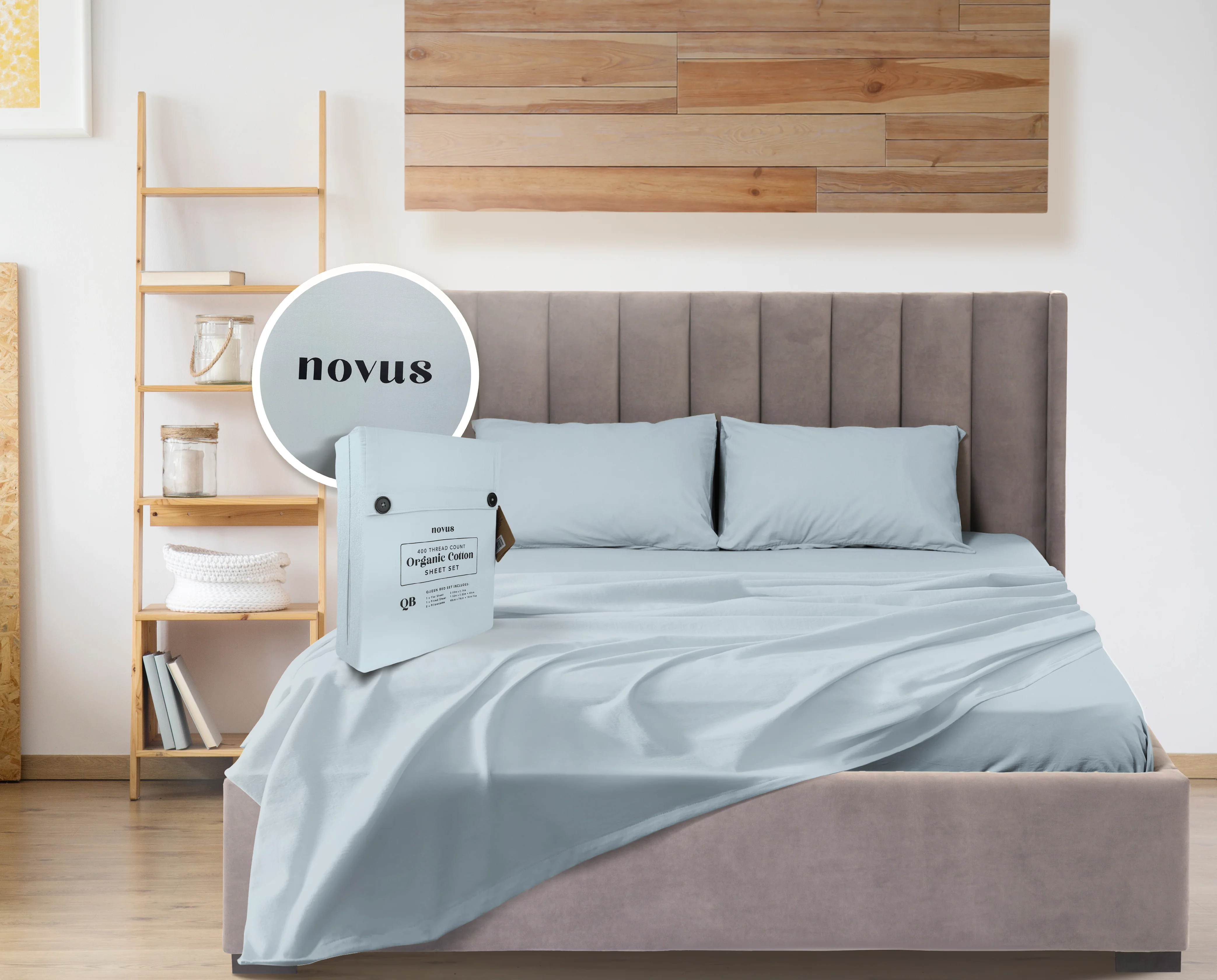 Novus 400TC Organic Cotton Sheet Set, Blue