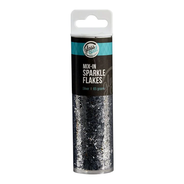 Glass Coat Resin Mix-In Sparkle Flakes, Silver- 65g