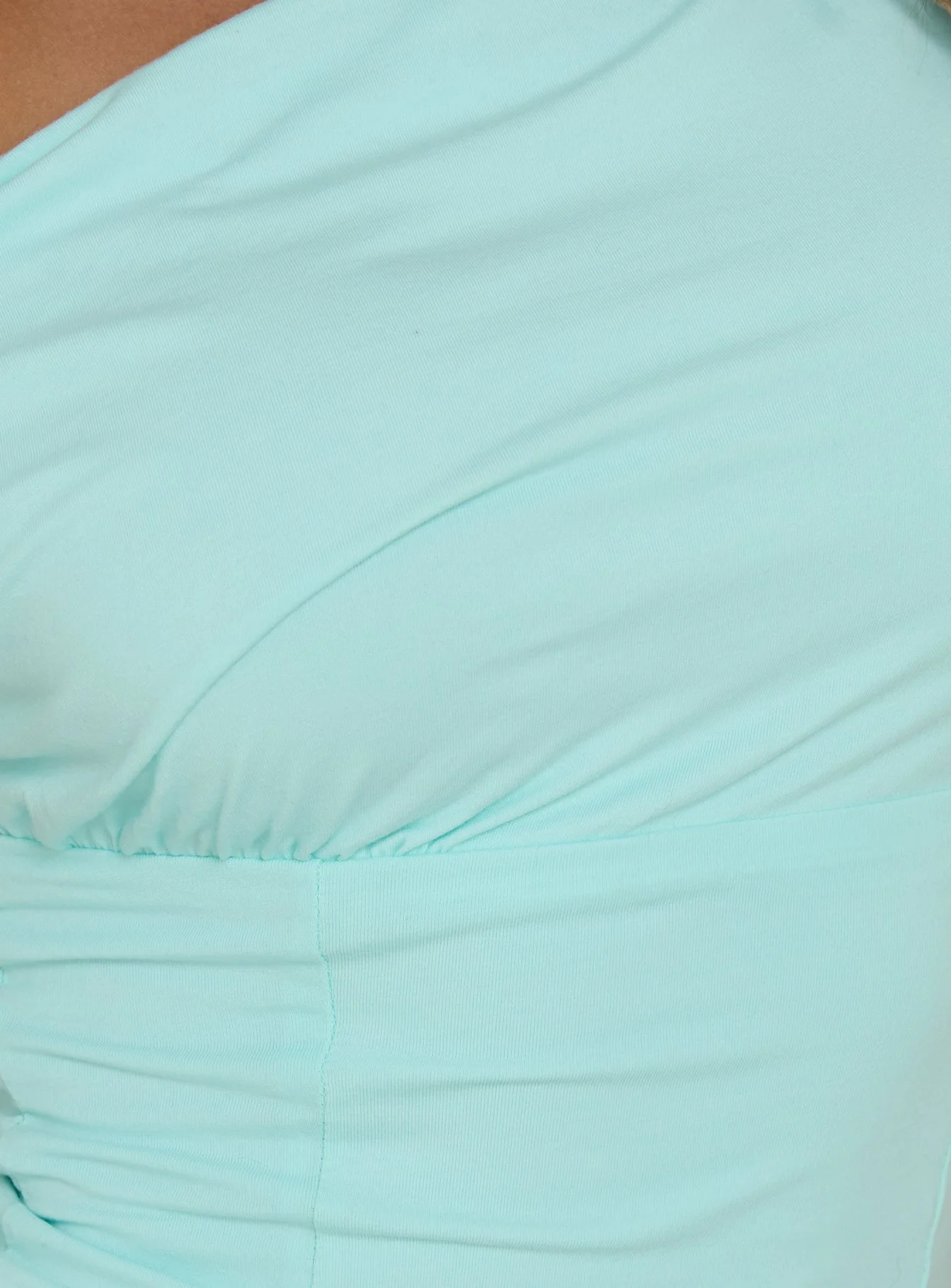 Aidyn Gathered One Shoulder Top Aqua